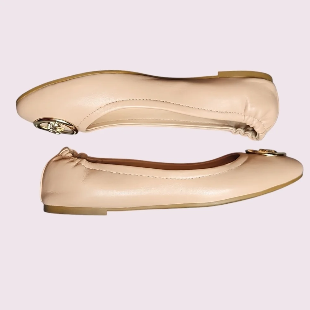 Coach Women's Bailey Leather Tan Ballet Flats Size 7.5